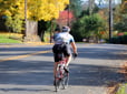 Bicyclist in road in Gresham