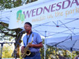 A jazz musician performs for the public in the free summertime Wednesday Music in the Parks series in Gresham.
