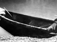 A dugout canoe, made from a hollowed out tree