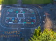 Aerial view of a traffic playground at Pat Pfeifer Park.